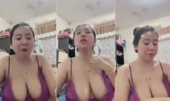 Belahan Dada Anisa Tobrut Lingerie Ungu Instagram